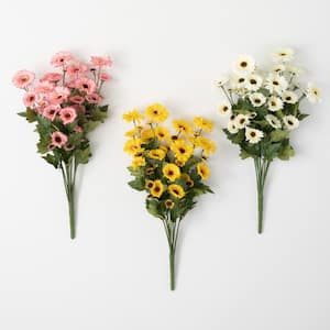 19.5" Artificial Bright Multicolor Daisy Bush - Set of 3