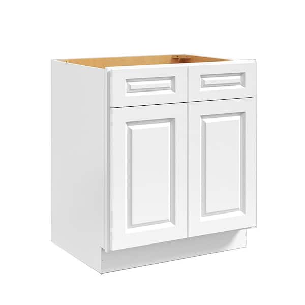 Hausvita 30 in. W x 24 in. D x 34.5 in. H in Traditional White Plywood Ready to Assemble Sink Base Cabinets with Shelf