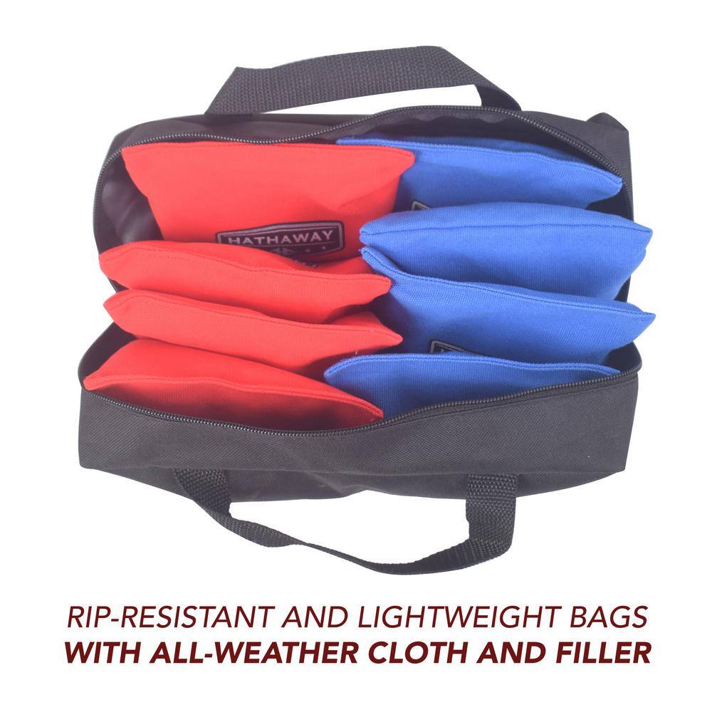 8 Piece Red and Blue Weather Resistant Cornhole Bag Set with Carry Case