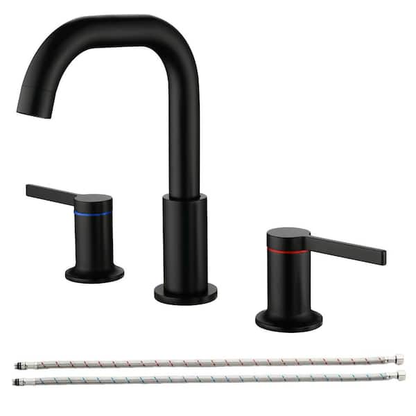 UKISHIRO Viki 8 in. Widespread 2-Handle Bathroom Faucet in Spot Defense Matte Black