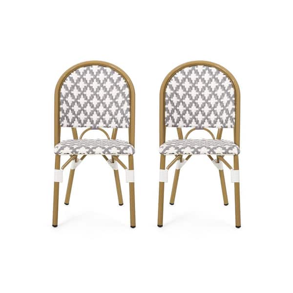 2-Piece PE Rattan and Aluminum Outdoor Bistro Chairs