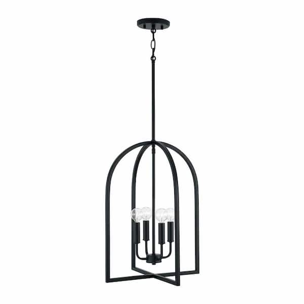 Lawson 16 in. W x 21 in. H 4-Light Arched Foyer Pendant in Matte Black