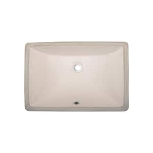 20 in . Undermount Rectangular Bathroom Sink with Overflow Drain in Biscuit