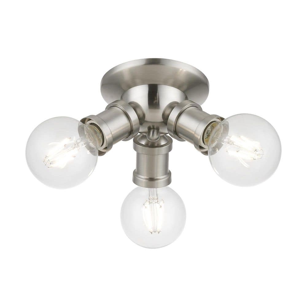 Lansdale 7" Brushed Nickel 3-Light Transitional Flush Mount