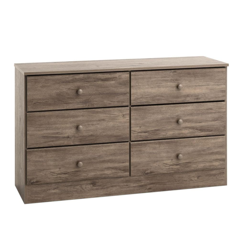Astrid Farmhouse 6-Drawer Double Dresser in Drifted Gray Pine
