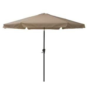 10 ft. Steel Market Crank Open Patio Umbrella in Sandy Brown