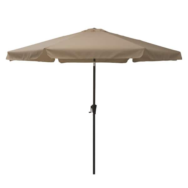 CorLiving 10 ft. Steel Market Crank Open Patio Umbrella in Sandy Brown