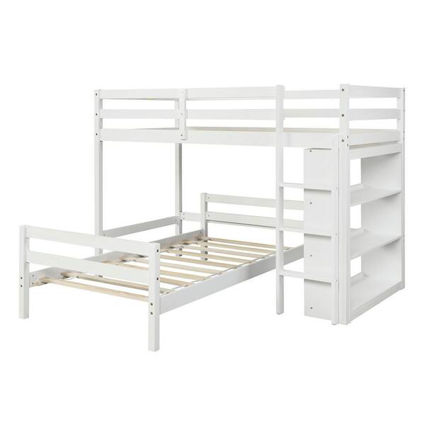 Qualfurn White Twin Over L Shaped, Flexa Furniture Bunk Bed Instructions