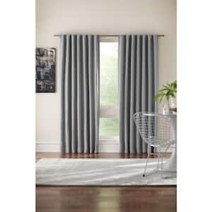 Semi-Opaque Grey Velvet Lined Back Tab Curtain - 50 in. W x 95 in. L