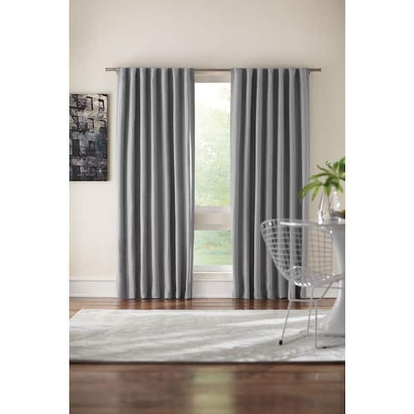 Home Decorators Collection Semi-Opaque Grey Velvet Lined Back Tab Curtain -  50 in. W x 95 in. L 1630938 - The Home Depot