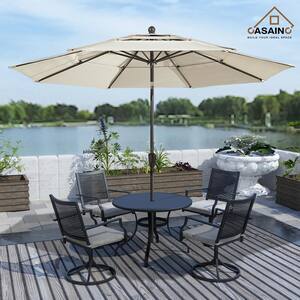 10 ft.3-Layer Aluminum Market Solar Tilt Patio Umbrella in Beige
