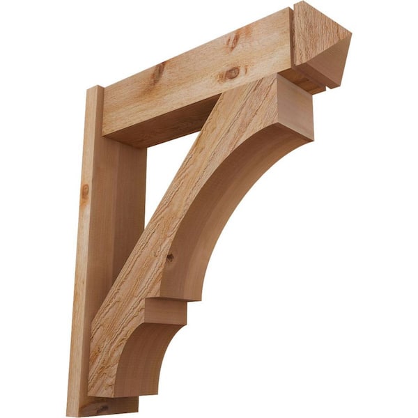 Ekena Millwork 8 in. x 36 in. x 32 in. Western Red Cedar Balboa Arts and Crafts Rough Sawn Outlooker