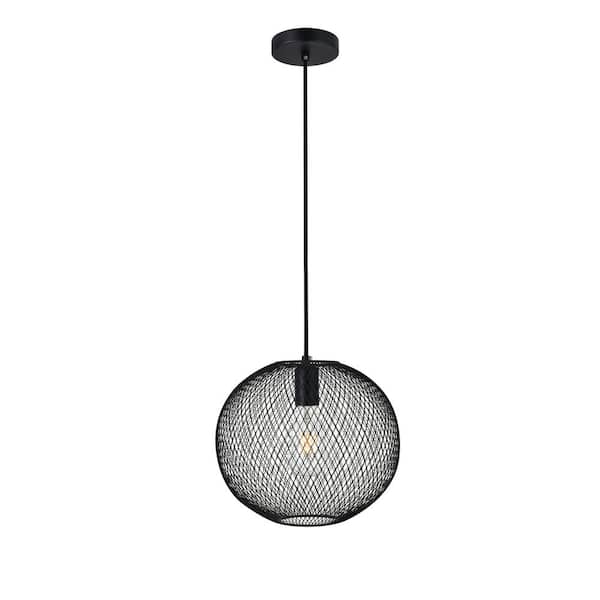 Unbranded Timeless Home Kedgarr 1-Light Black Pendant with Black Mesh Shade