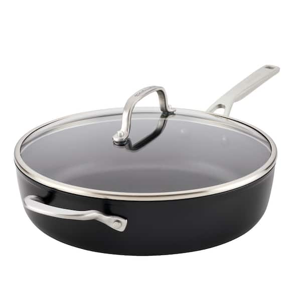 5 qt. Hard Anodized Induction Aluminum Nonstick Saute Pan with Lid, Matte Black