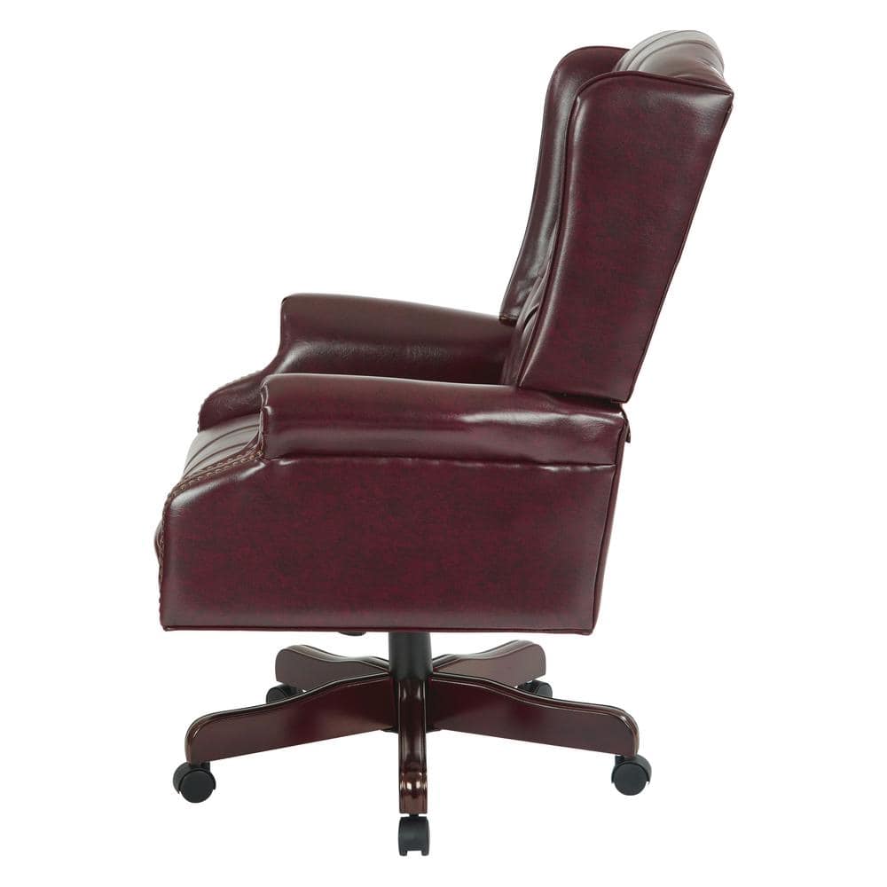 Brown High Back Executive Swivel Chair with Mahogany Base