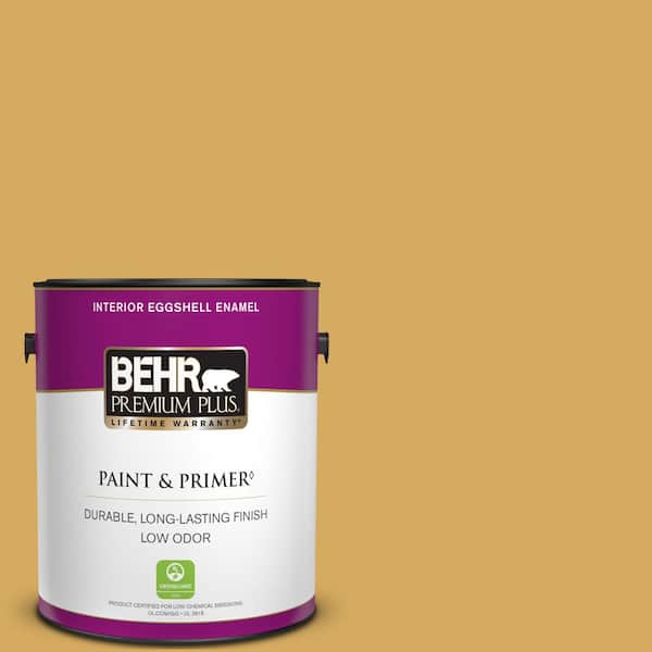 BEHR PREMIUM PLUS 1 gal. #350D-5 French Pale Gold Eggshell Enamel Low Odor Interior Paint & Primer