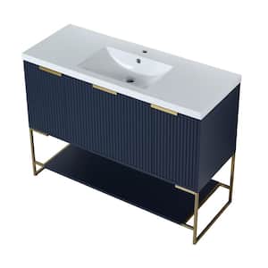 Victoria 48 in. W x 18 in. D x 35 in. H Freestanding Modern Design Single Sink Bath Vanity with Top and Cabinet in Blue