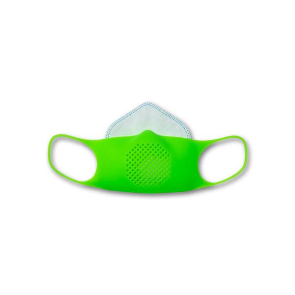 GIR Kids Silicone Reusable Face Mask Kit with 5 Disposable Filters and Clip, Limeade
