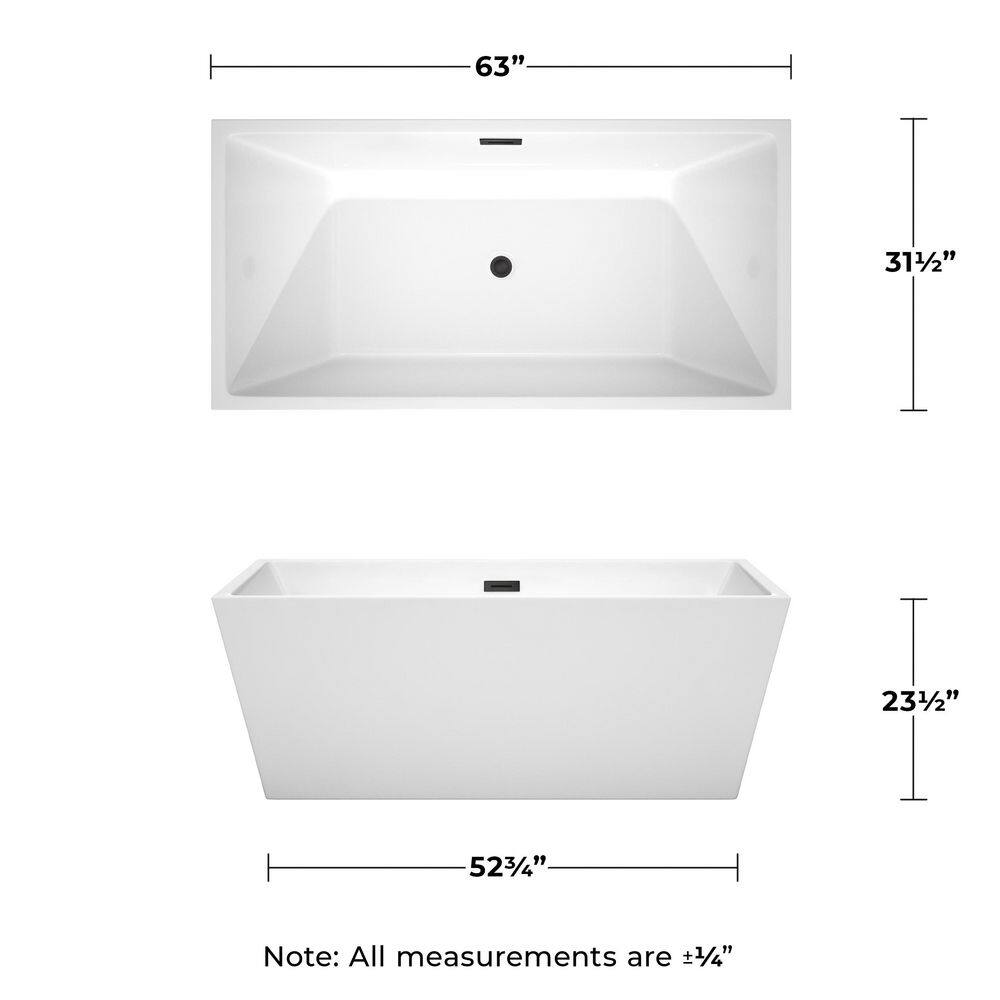 Sara 63'' White Acrylic Freestanding Soaking Bathtub