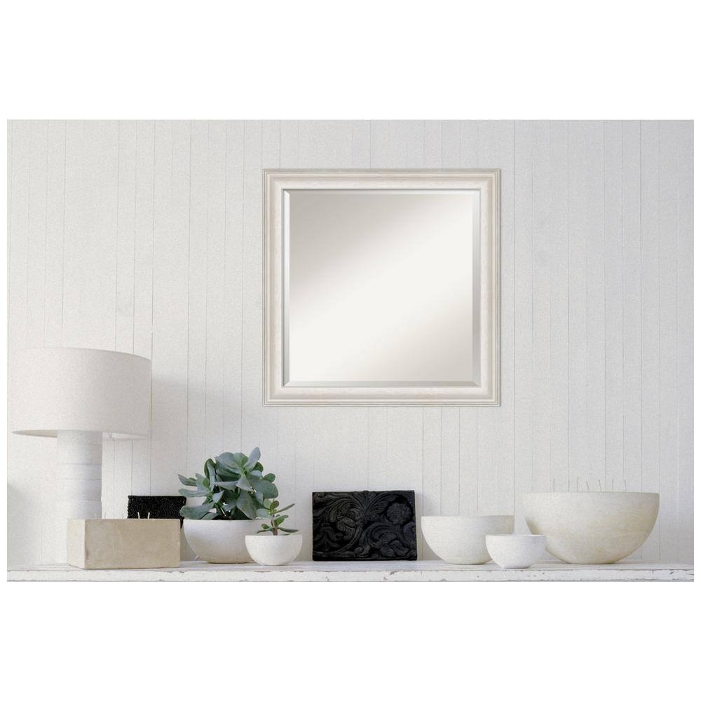 Elegant Silver Ridge 24.5" Square White Wash Wall Mirror