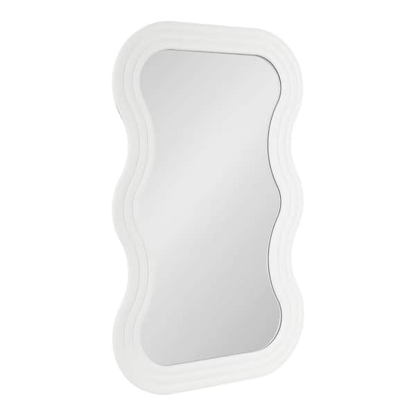 Kate and Laurel Fripp White 24 in. W x 39 in. H Modern Irregular Wooden Framed Mirror
