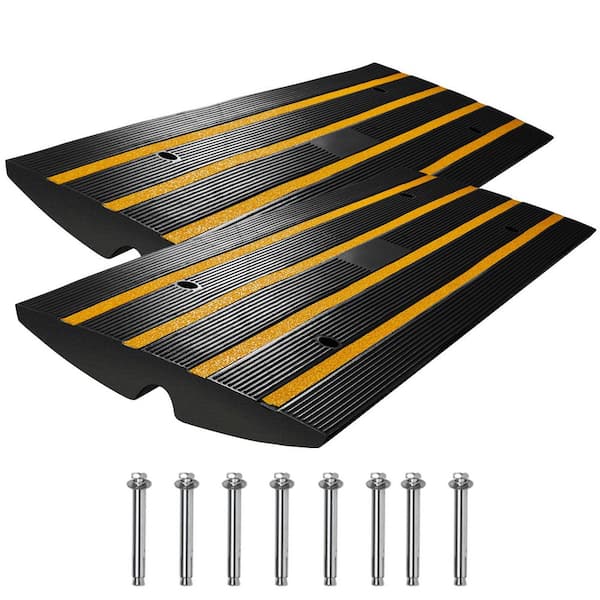 Curb Ramp 2 Pack 2.6 in. Rise, Rubber Driveway Ramps, Heavy Duty 33069 lbs. Weight Capacity Threshold Ramp