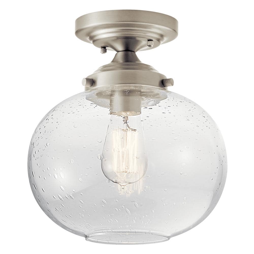 Avery Brushed Nickel Globe Semi-Flush Ceiling Light