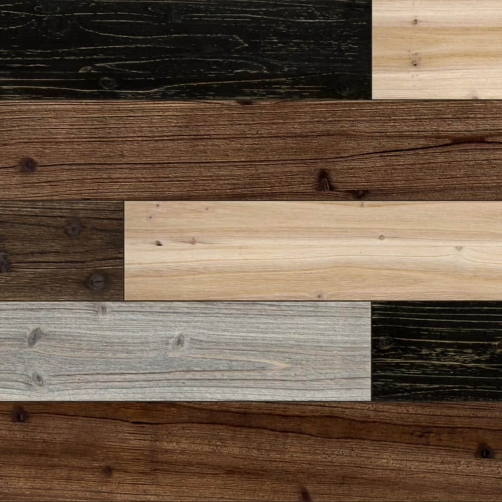 47.25" Mixed Dark Solid Pine Barn Wood Wall Planks