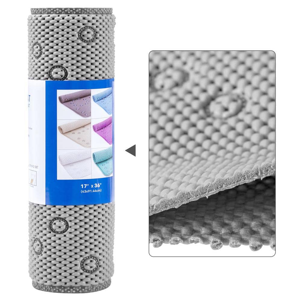 RAY STAR 17 in. x 36 in. Gray Double Layer Foam Non Slip Bathtub Mat