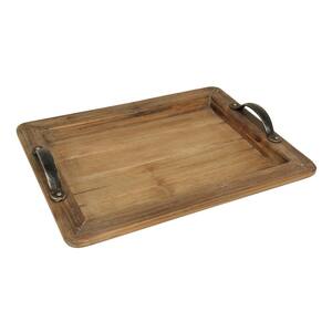 Natural wooden tray with verticle handles