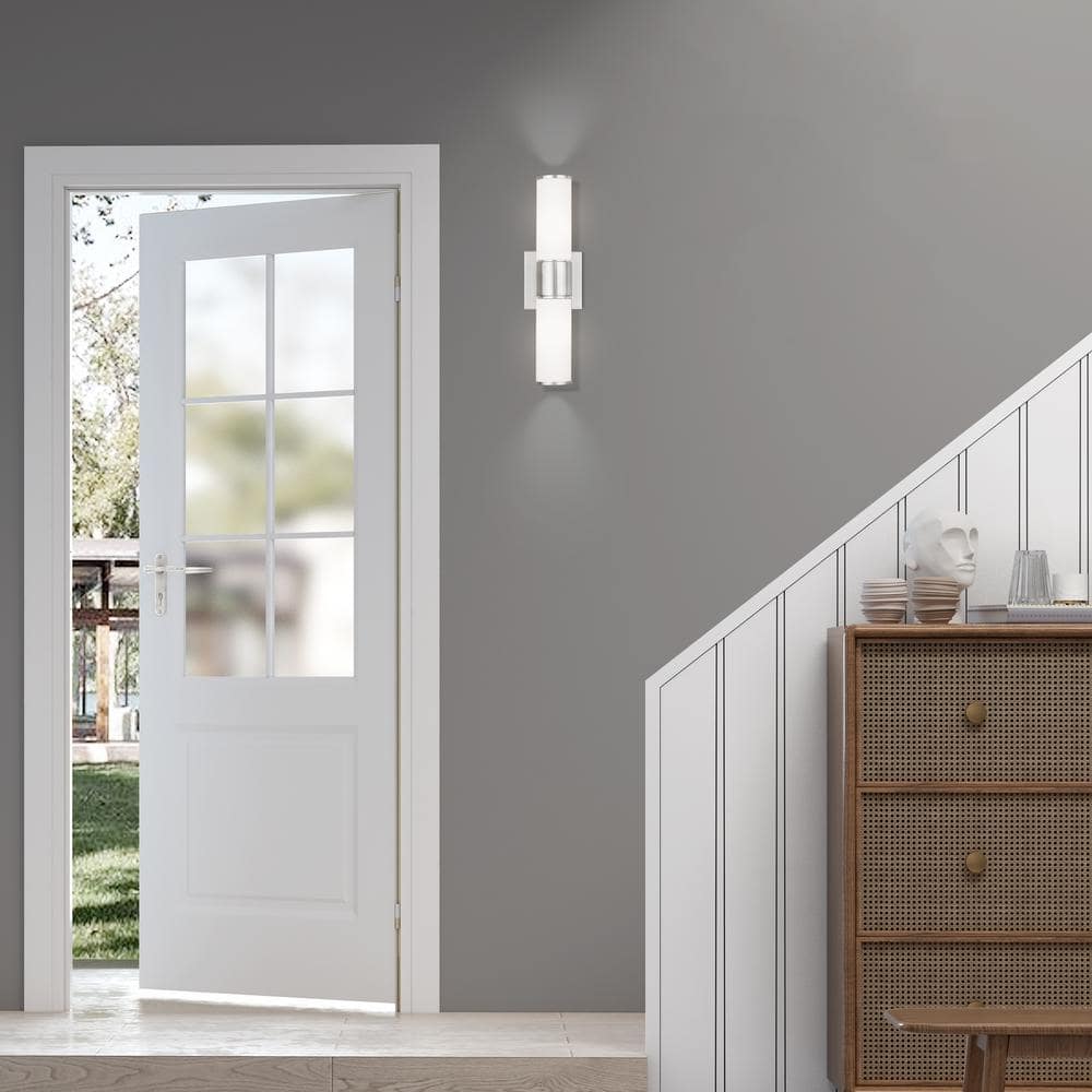 Brushed Nickel 2-Light Vanity with Satin Opal Glass