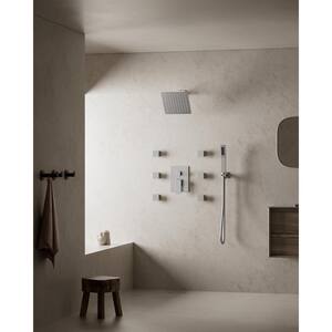 10 in. 3-Spray Wall Mount Dual Shower Head and Handheld Shower with 6-Jets in Brushed Nickel (Valve Included)