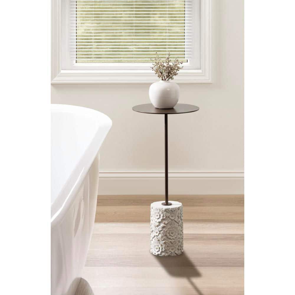 Joya 10 in. White/Bronze Round Metal End Table price history on PriceWatchPro
