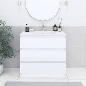 Pepper 36 in. W x 20 in. D Bath in Vanity Glossy White with Acrylic Vanity Top in White with White Basin