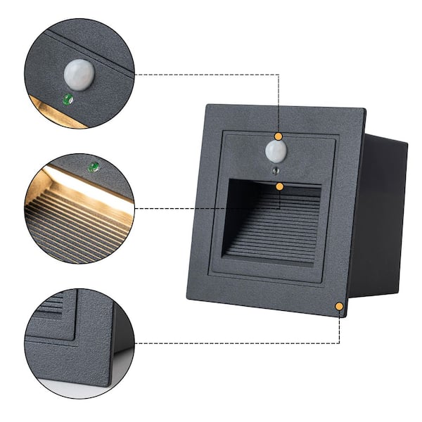 C Cattleya 3.25 in. Hardwired Black Aluminum Motion Sensing LED