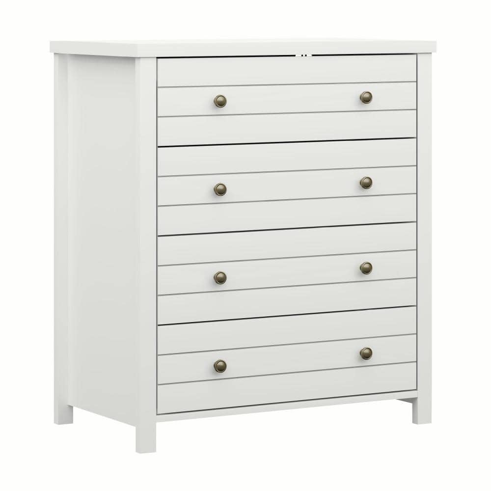 Hillsdale Furniture Harmony 4 Drawer White Chest of Drawers 38.5 in. x 31.25 in x 17.75 in., Matte White -  5271-784