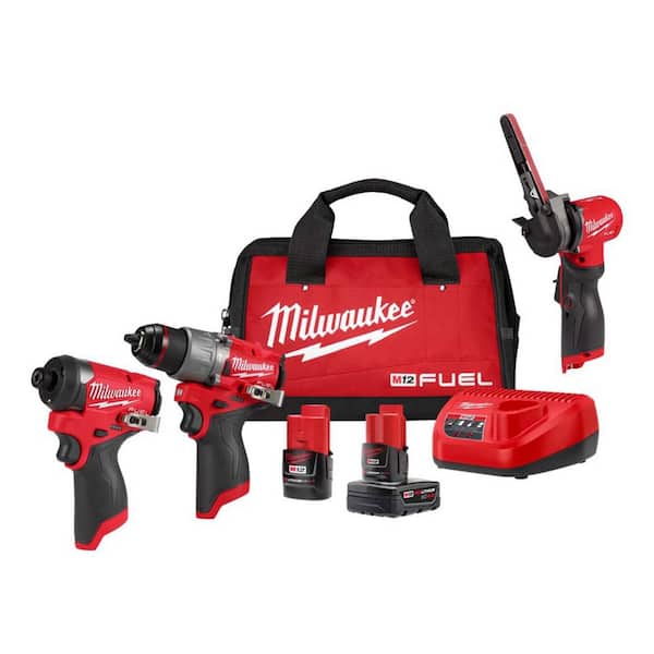 Milwaukee M12 FUEL 12-Volt Lithium-Ion Brushless Cordless 3/8 in. x 13 in. Bandfile with M12 2-Tool Combo Kit