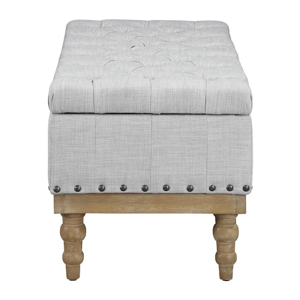 OSP Home Furnishings Landis 51 in. Dove Grey Storage Bedroom Bench