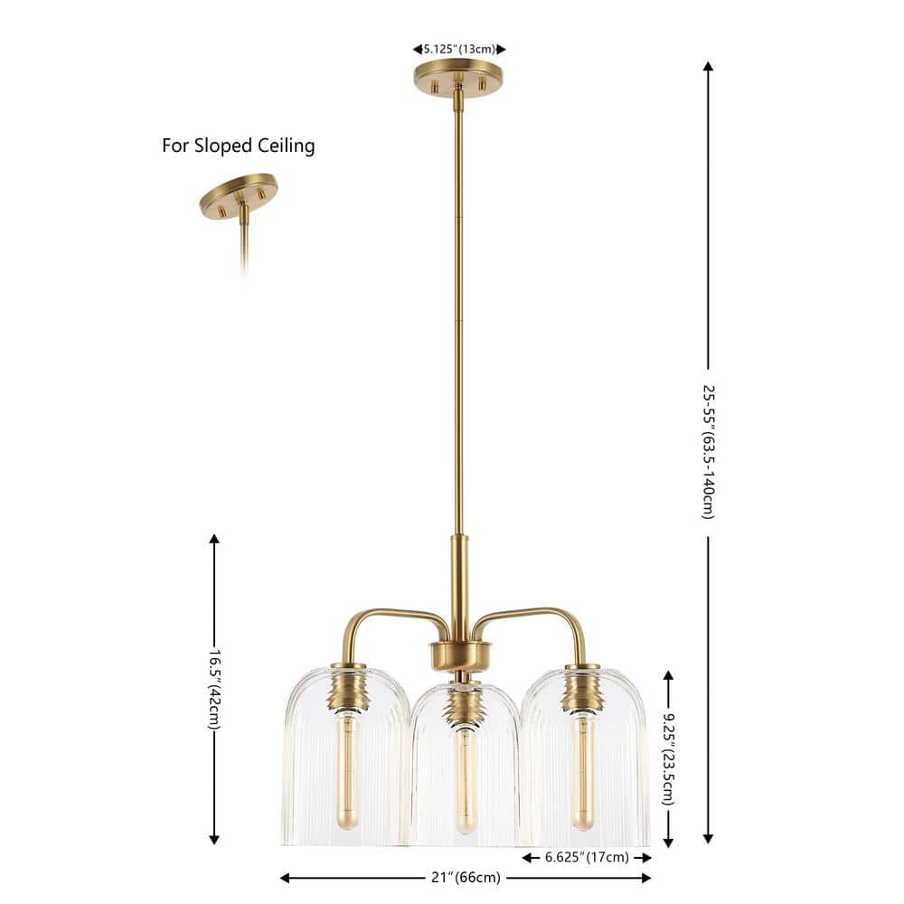 Romeyn 21" Gold Glass 3-Light LED Pendant