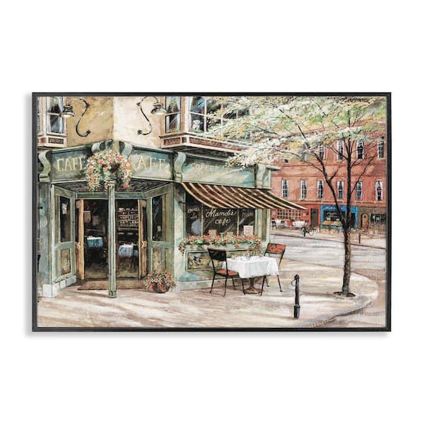 Stupell Industries City Corner Cafe by Ruane Manning Black Framed Architecture Giclee Art Print 12 in. x 18 in.