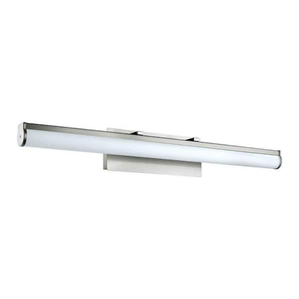 Eglo Calnova 1 35.50 in. W x 4.92 in. H 1-Light Matte Nickel LED Vanity Light Bar with White Glass Shade