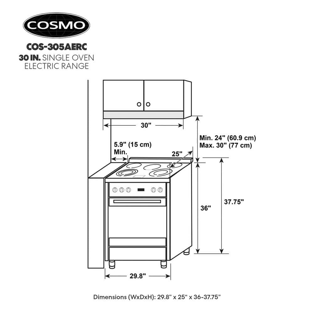 Cosmo 30" Stainless Steel Electric Range with Convection Oven