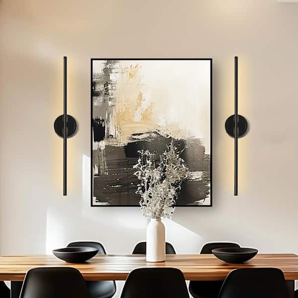 Rotate Black Dimmable Wireless Integrated LED Wall Sconce with Remote Sconce Wall Decor for Living Room 2-Pack