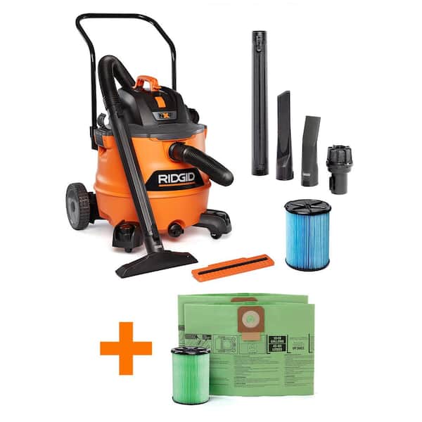 RIDGID 16 Gal. 6.5 Peak HP NXT Shop Vacuum Wet Dry Vac, Fine Dust Filter, Accessories and OSHA Compatible Filter Kit HD1800A