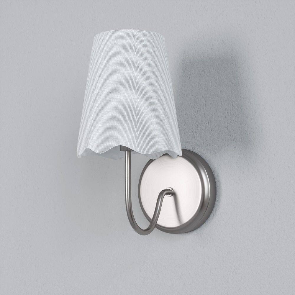 6 in. 1-Light Brushed Nickel Modern Indoor Applique Murale Bedroom Wall Sconces with White Linen Shade price history on PriceWatchPro