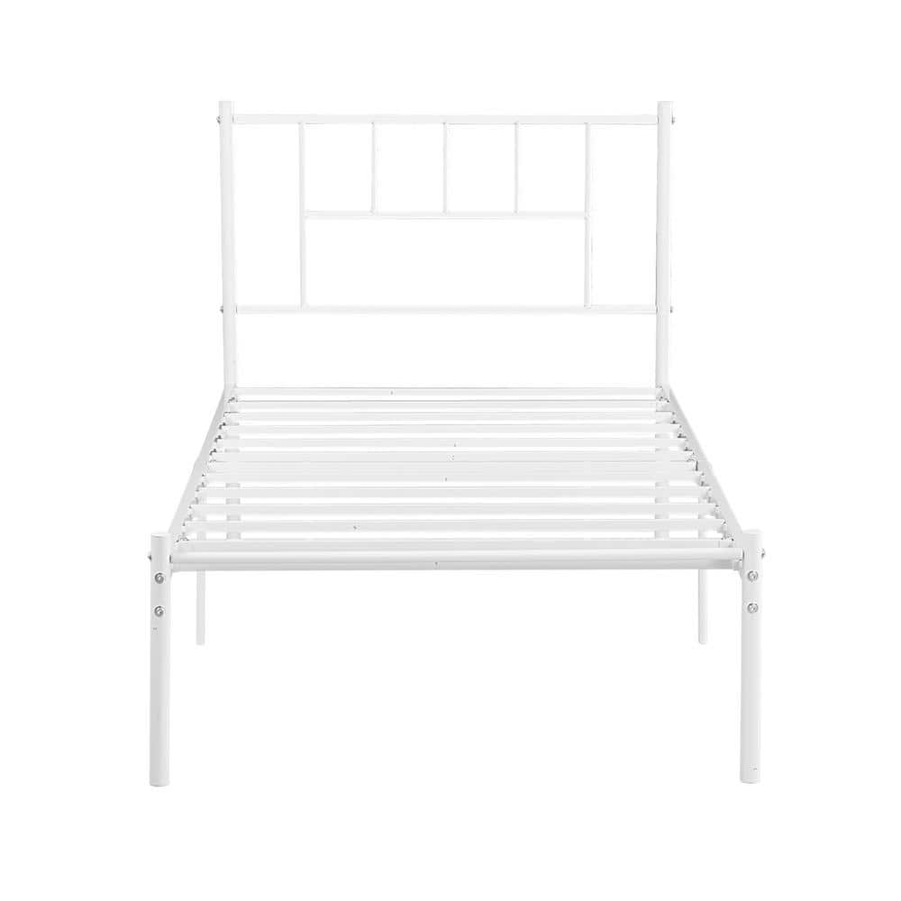 Twin Bed Frame White Metal Frame with Headboard and Footboard Platform Bed with Storage No Box Spring Needed price history on PriceWatchPro