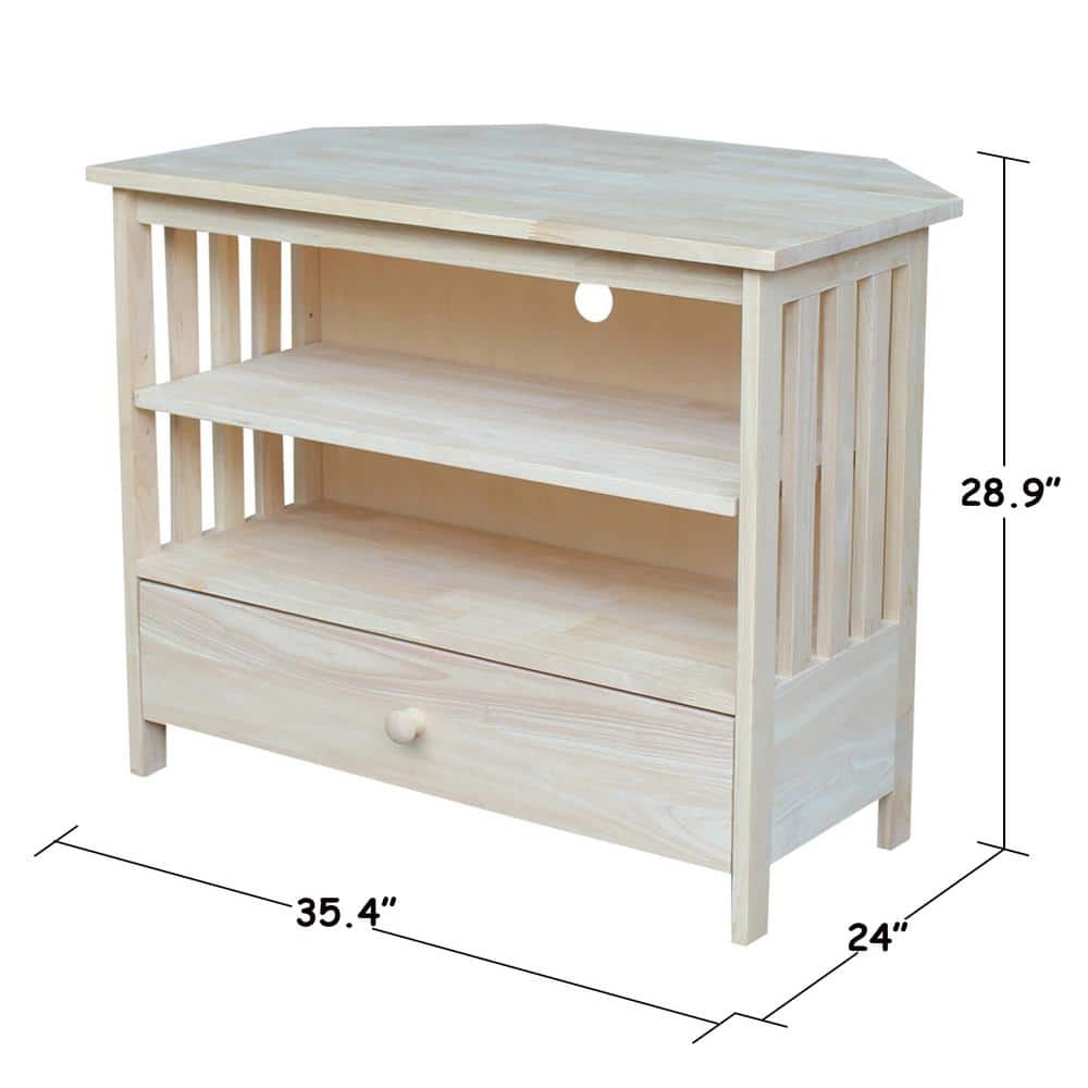 Solid Wood Unfinished Mission Corner TV Stand, 38"
