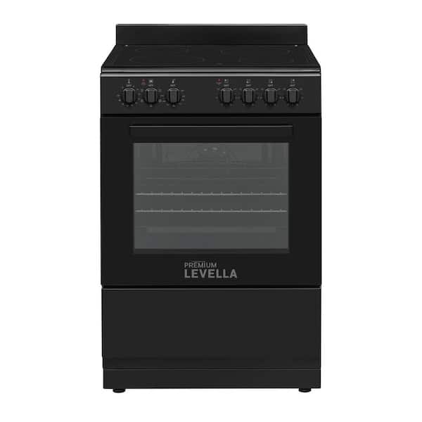24-in Glass Top 4-Burners 2.44 cu. ft. Convection Oven Freestanding Electric Range (Black)