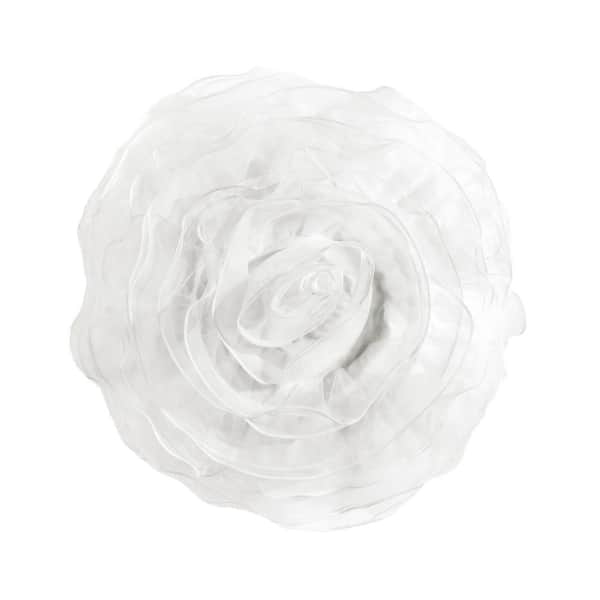 Lush Decor Ruffle Layer Flower White Round Polyester 17 in. x 17 in. Round Throw Pillow