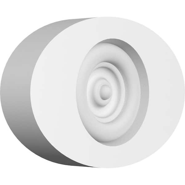 Ekena Millwork 4-in W x 2-3/4-in H x-3/4-in P Standard Dalton Bullseye Rosette with Square Edge (2-Pack)